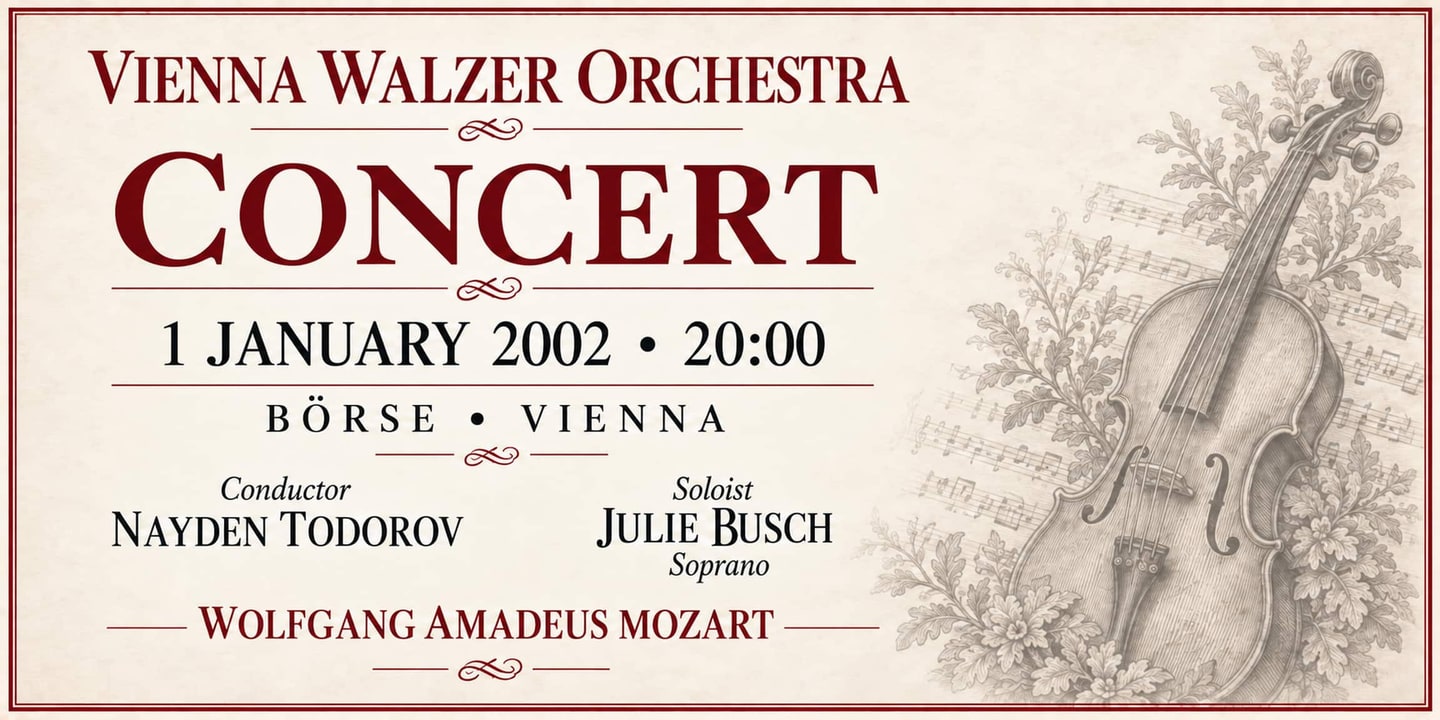 Event banner: Concert with Vienna Walzer Orchestra (01.01.2002)
