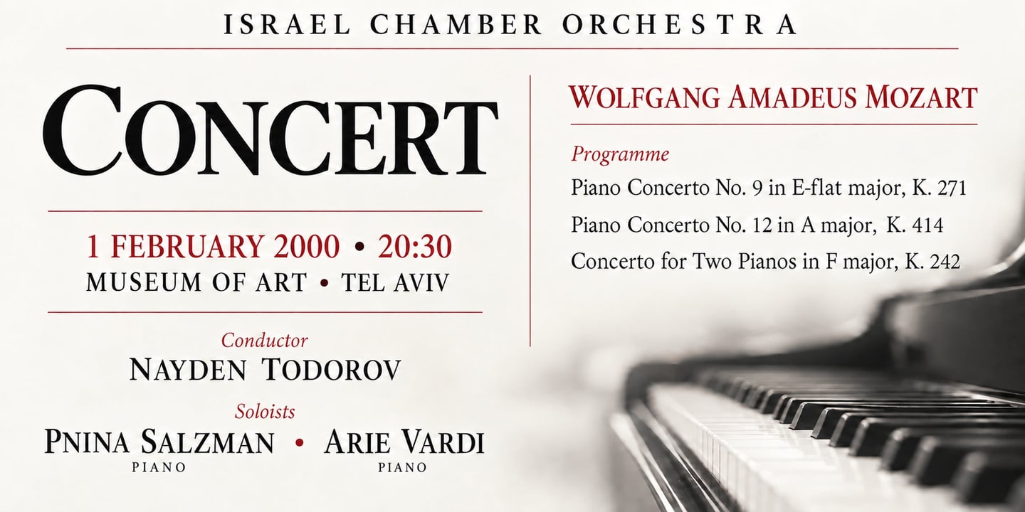 Event banner: Concert with Israel Chamber Orchestra (01.02.2000)