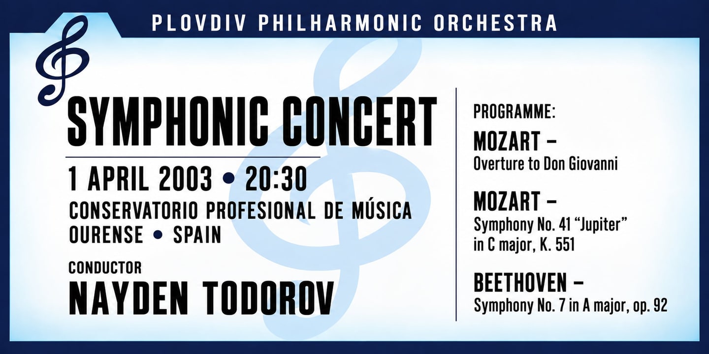 Event banner: Concert with Plovdiv Philharmonic Orchestra (01.04.2003)