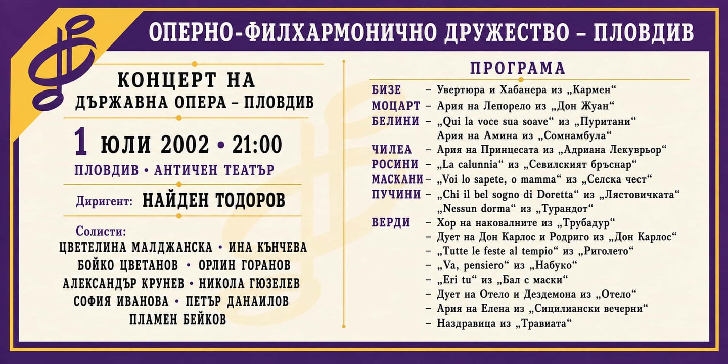 Event banner: Concert with State Opera Plovdiv (01.07.2002)