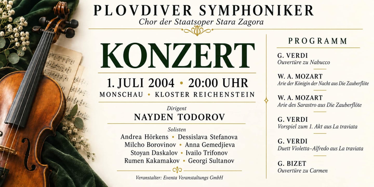 Event banner: Concert with Plovdiver Symphoniker (01.07.2004)