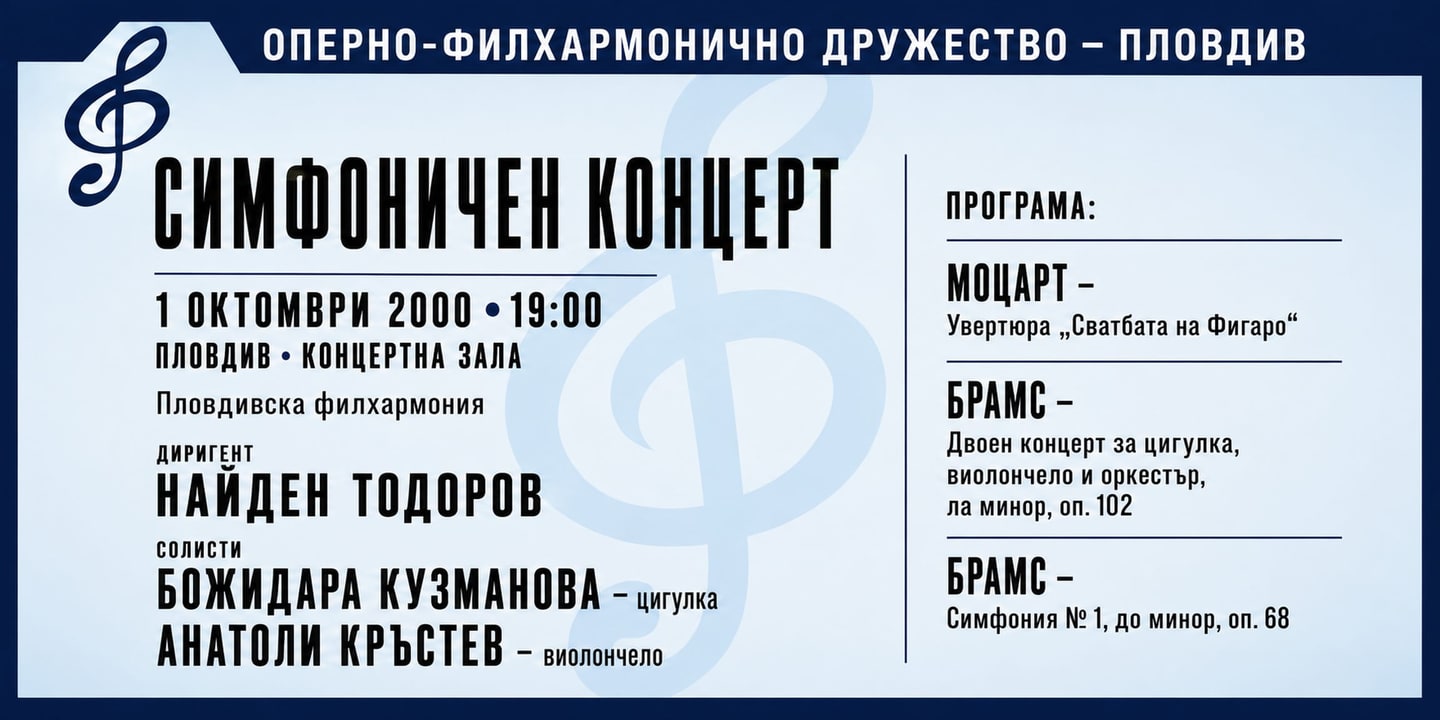 Event banner: Concert with Plovdiv Philharmonic Orchestra (01.10.2000)