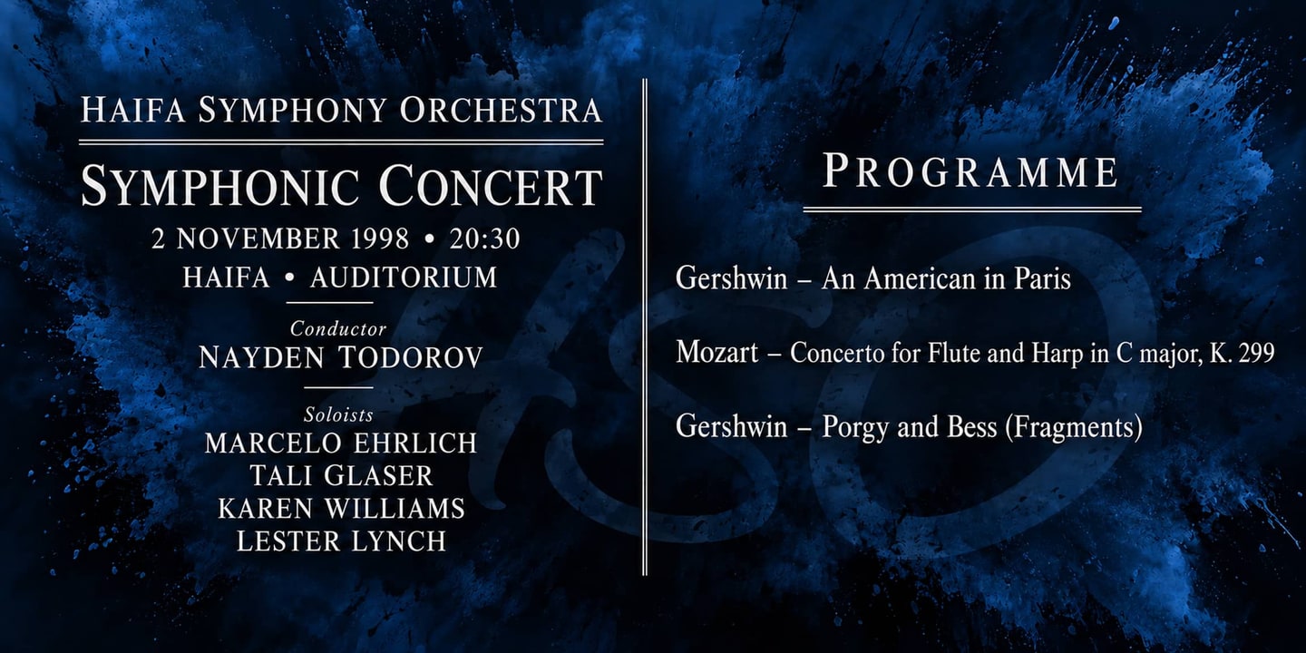 Event banner: Concert with Haifa Symphony Orchestra (02.11.1998)