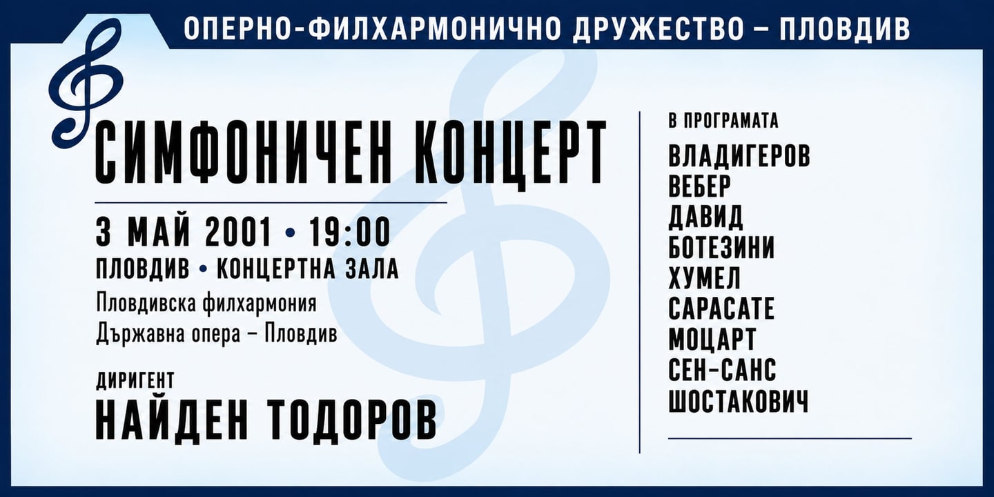 Event banner: Concert with Plovdiv Philharmonic Orchestra (03.05.2001)