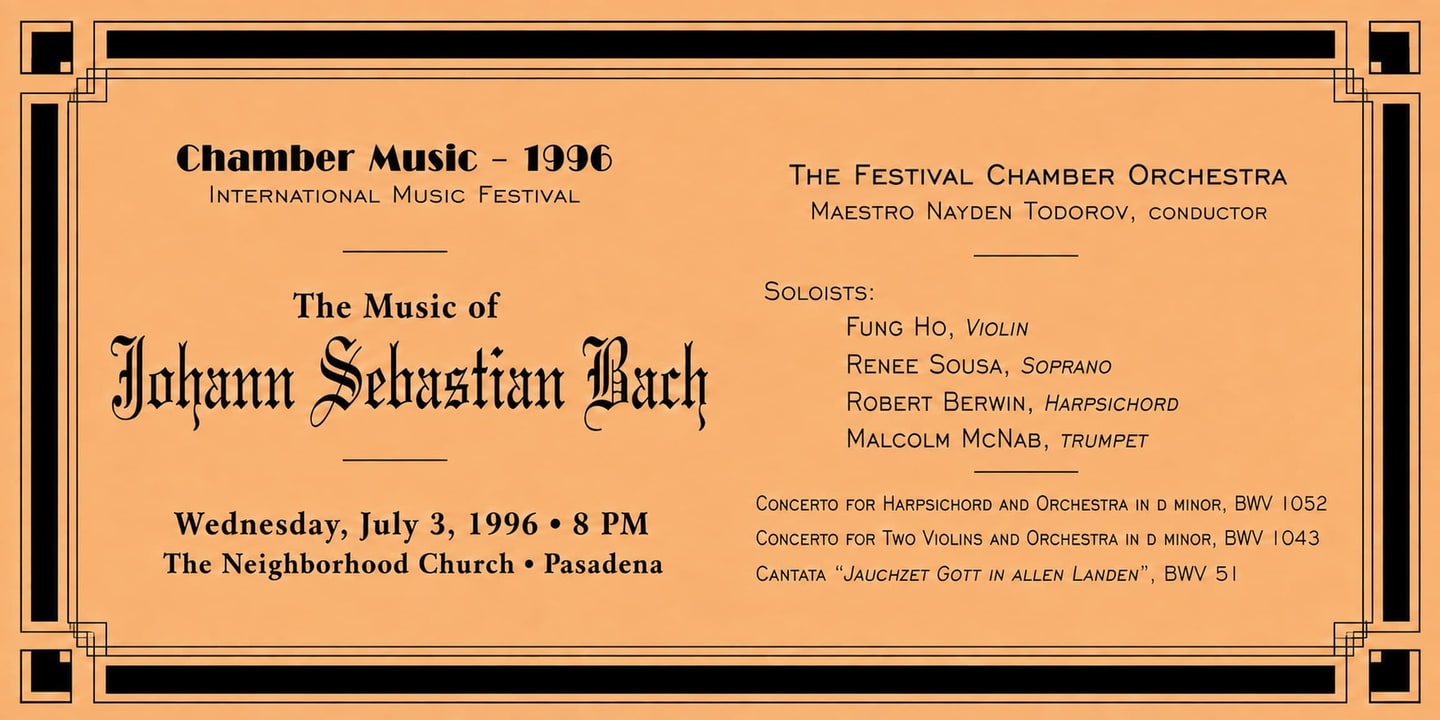 Event banner: Concert with Festival Chamber Orchestra (03.07.1996)