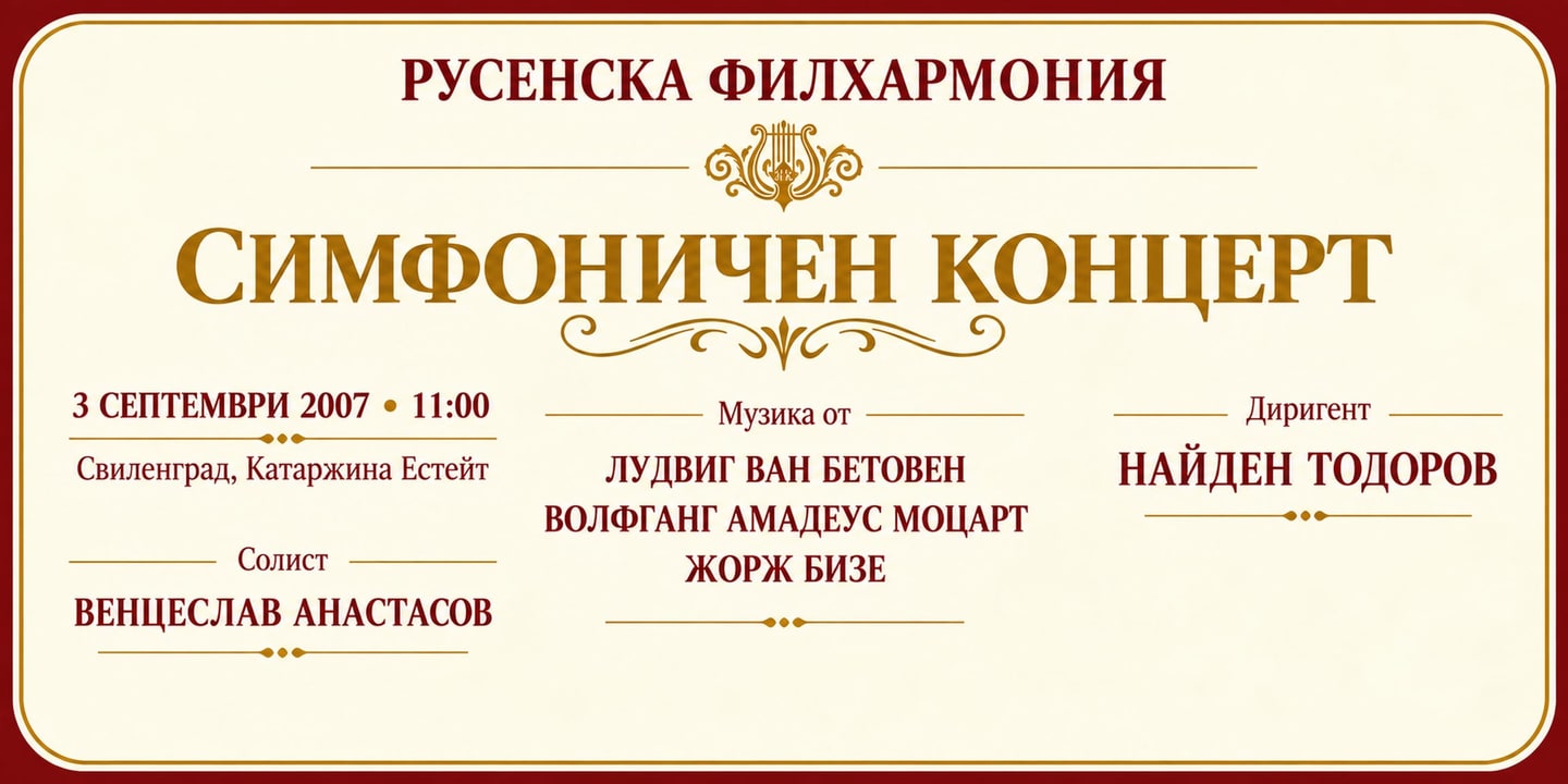 Event banner: Concert with Rousse Philharmonic Orchestra (03.09.2007)