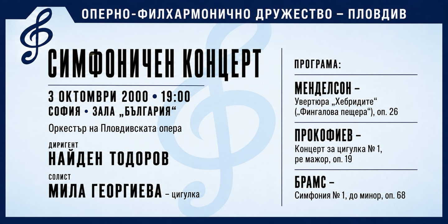 Event banner: Concert with State Opera Plovdiv (03.10.2000)