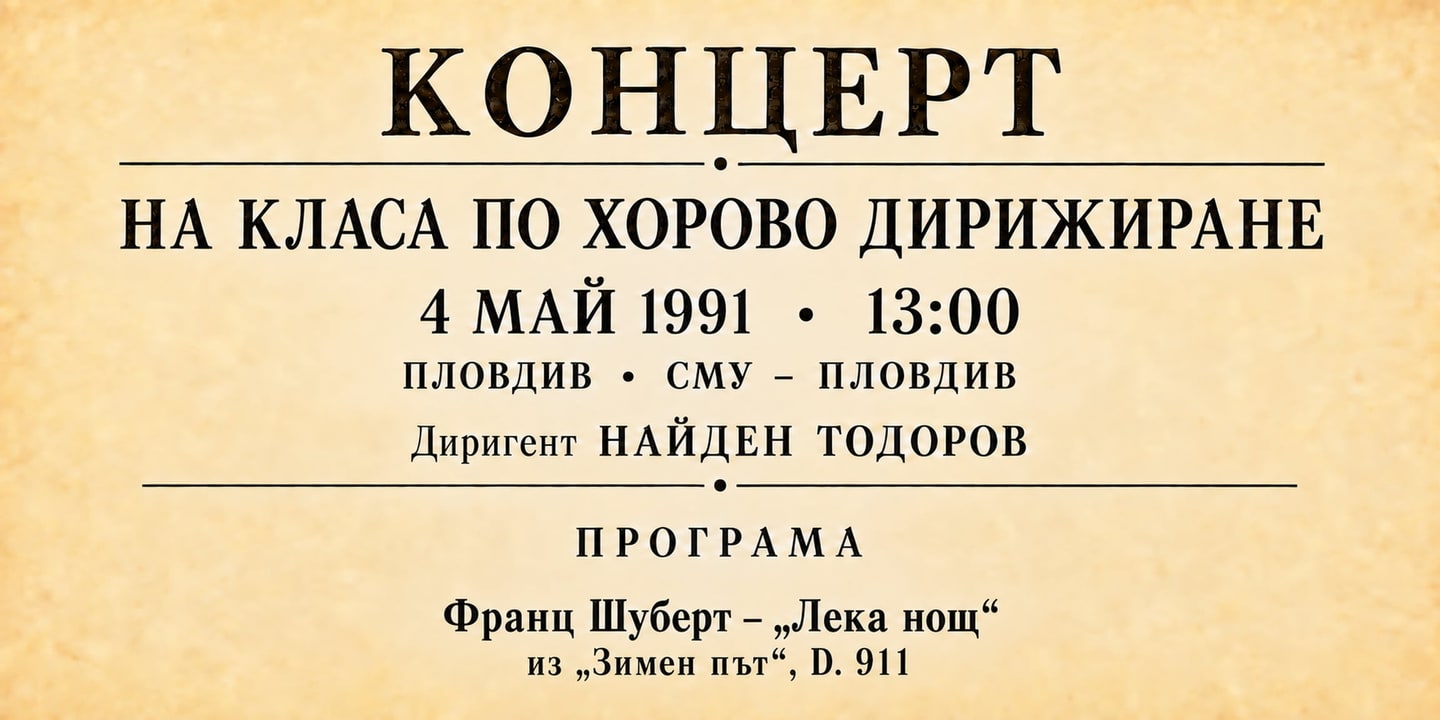 Event banner: Concert of the choir conducting class (04.05.1991)