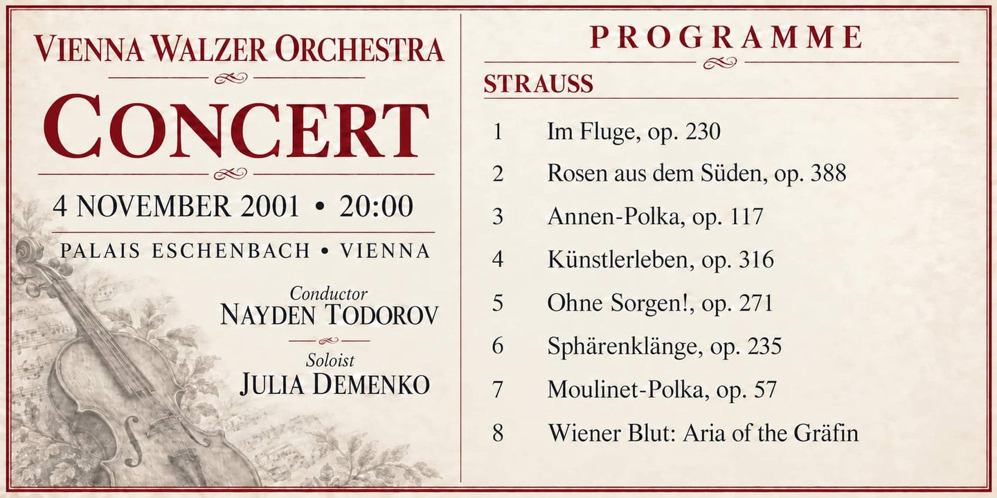 Event banner: Concert with Vienna Walzer Orchestra (04.11.2001)