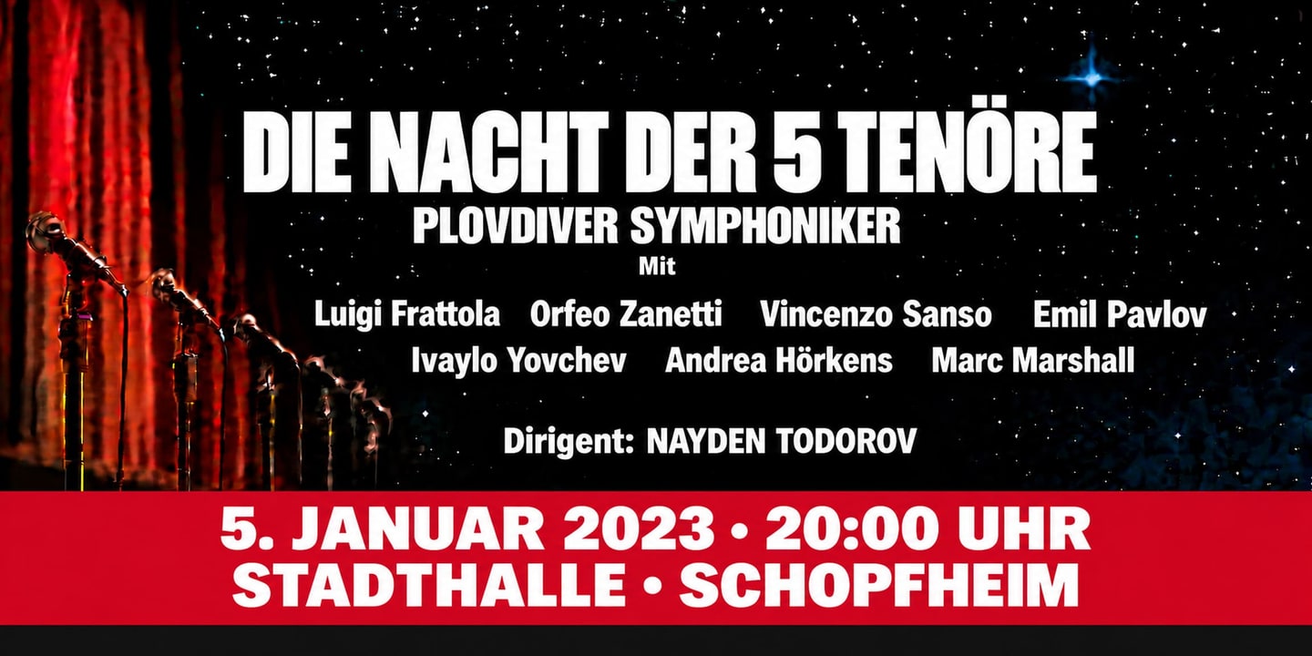 Event banner: Die Nacht der 5 Tenöre (05.01.2023)