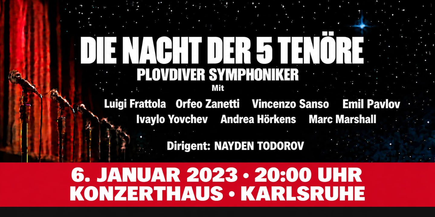 Event banner: Die Nacht der 5 Tenöre (06.01.2023)