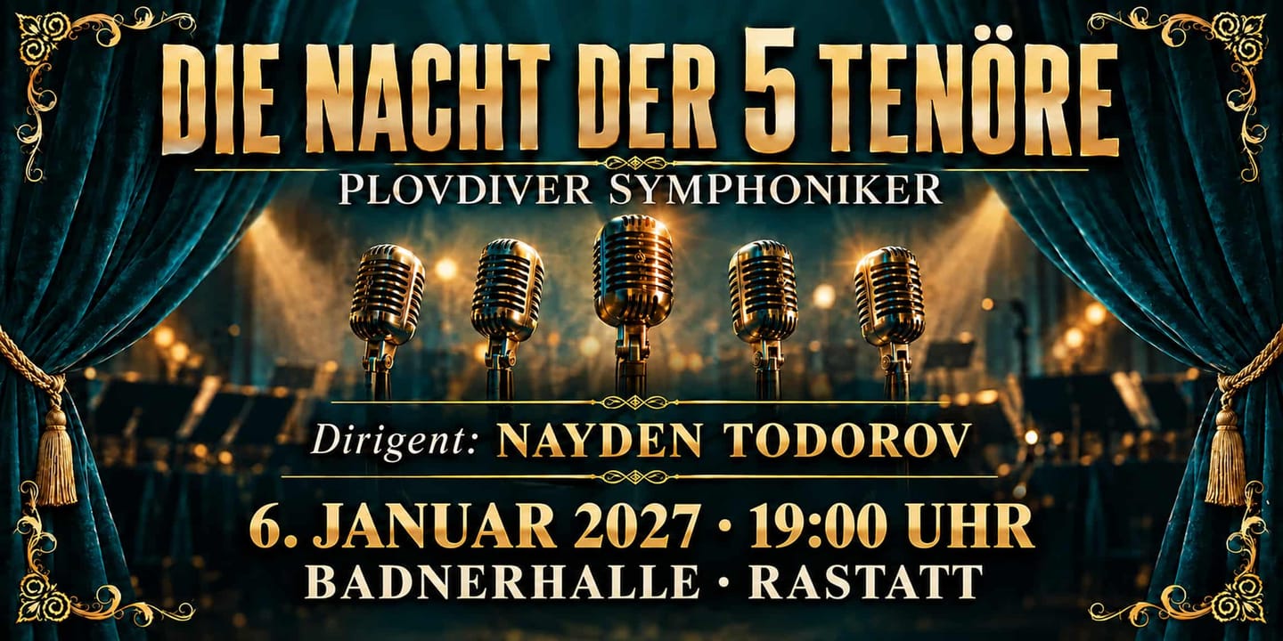 Event banner: Die Nacht der 5 Tenöre (06.01.2027)
