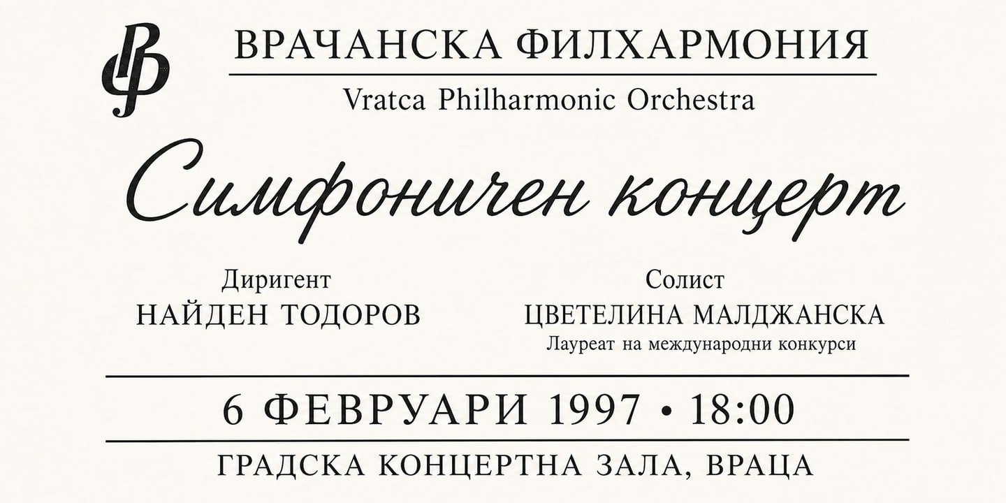 Event banner: Concert with Vratsa Symphony Orchestra (06.02.1997)