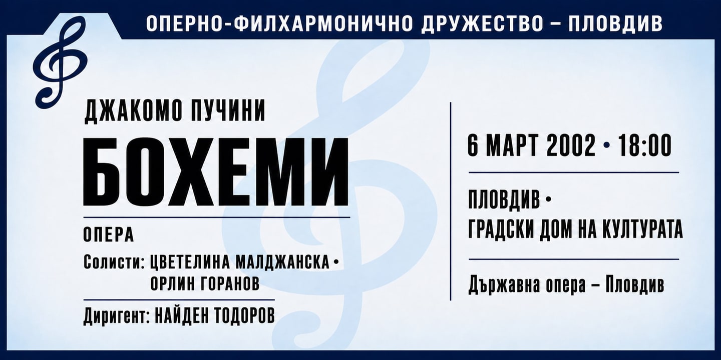 Event banner: La bohème by Puccini (06.03.2002)