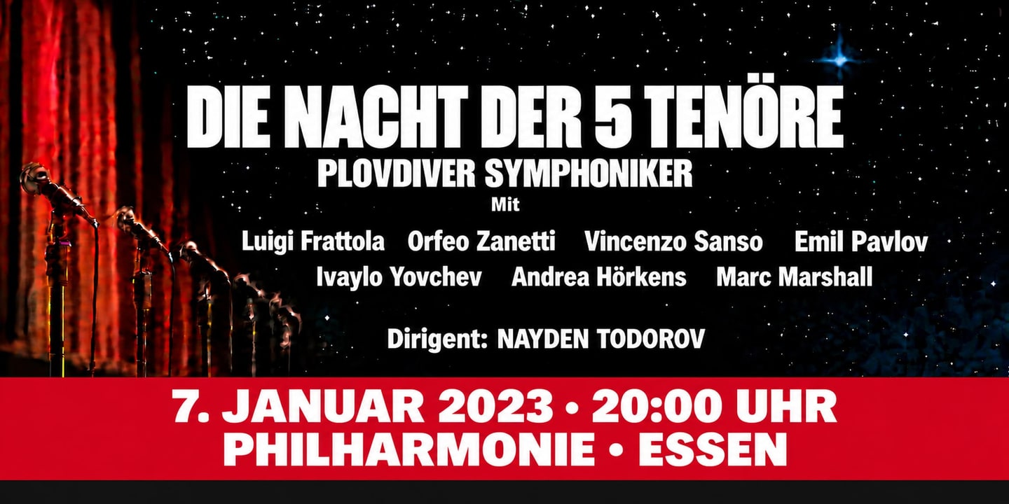 Event banner: Die Nacht der 5 Tenöre (07.01.2023)