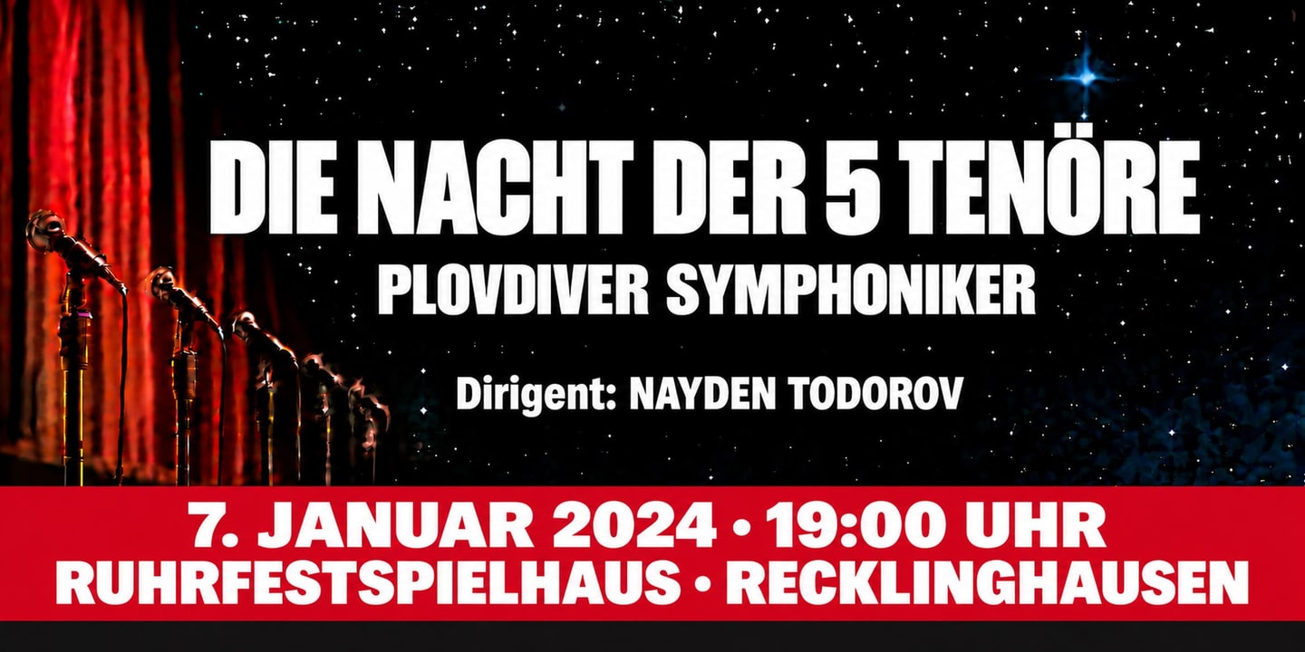 Event banner: Die Nacht der 5 Tenöre (07.01.2024)