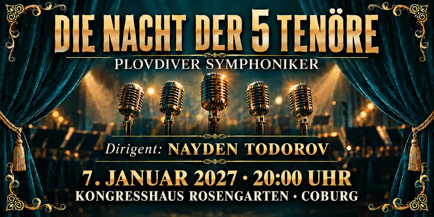 Event banner: Die Nacht der 5 Tenöre (07.01.2027)