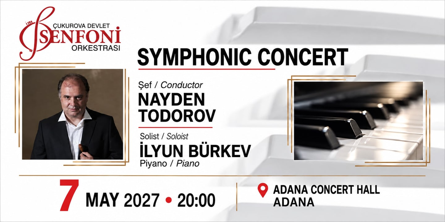 Event banner: Concert with the Çukurova State Symphony Orchestra (07.05.2027)