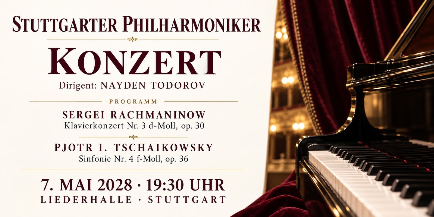 Event banner: Concert with the Stuttgarter Philharmoniker (07.05.2028)