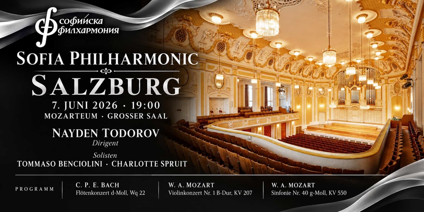Event banner: Sofia Philharmonic & Nayden Todorov visiting Salzburg (07.06.2026)