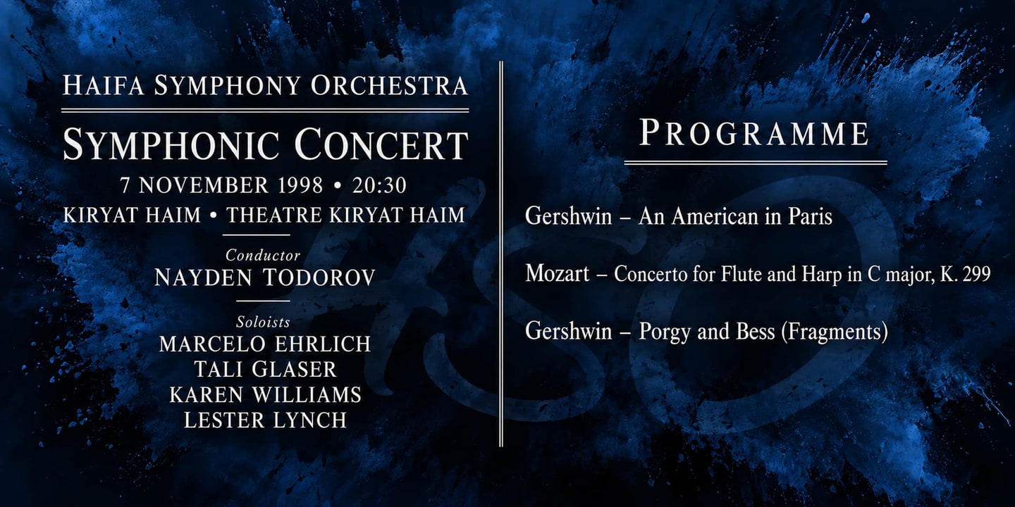 Event banner: Concert with Haifa Symphony Orchestra (07.11.1998)