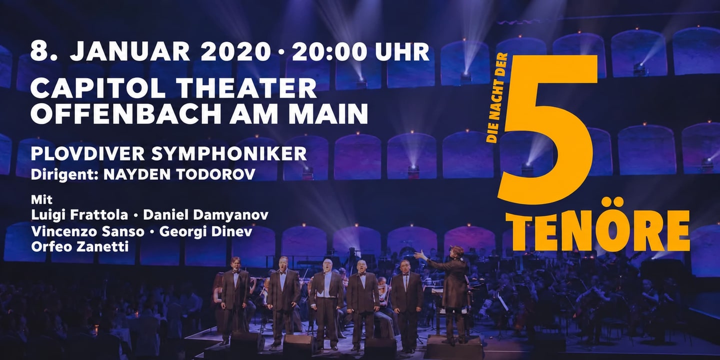Event banner: Die Nacht der 5 Tenöre (08.01.2020)