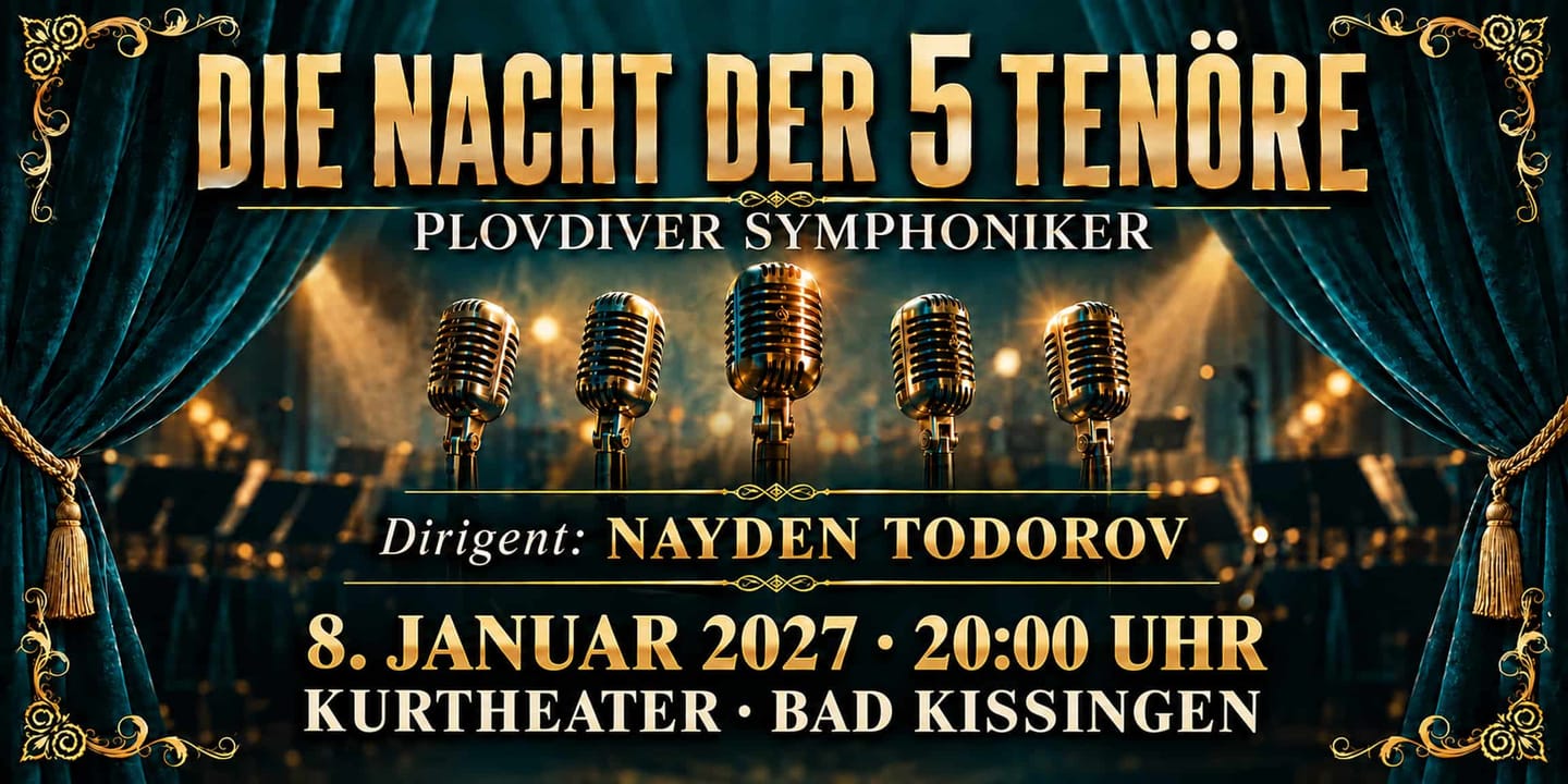 Event banner: Die Nacht der 5 Tenöre (08.01.2027)