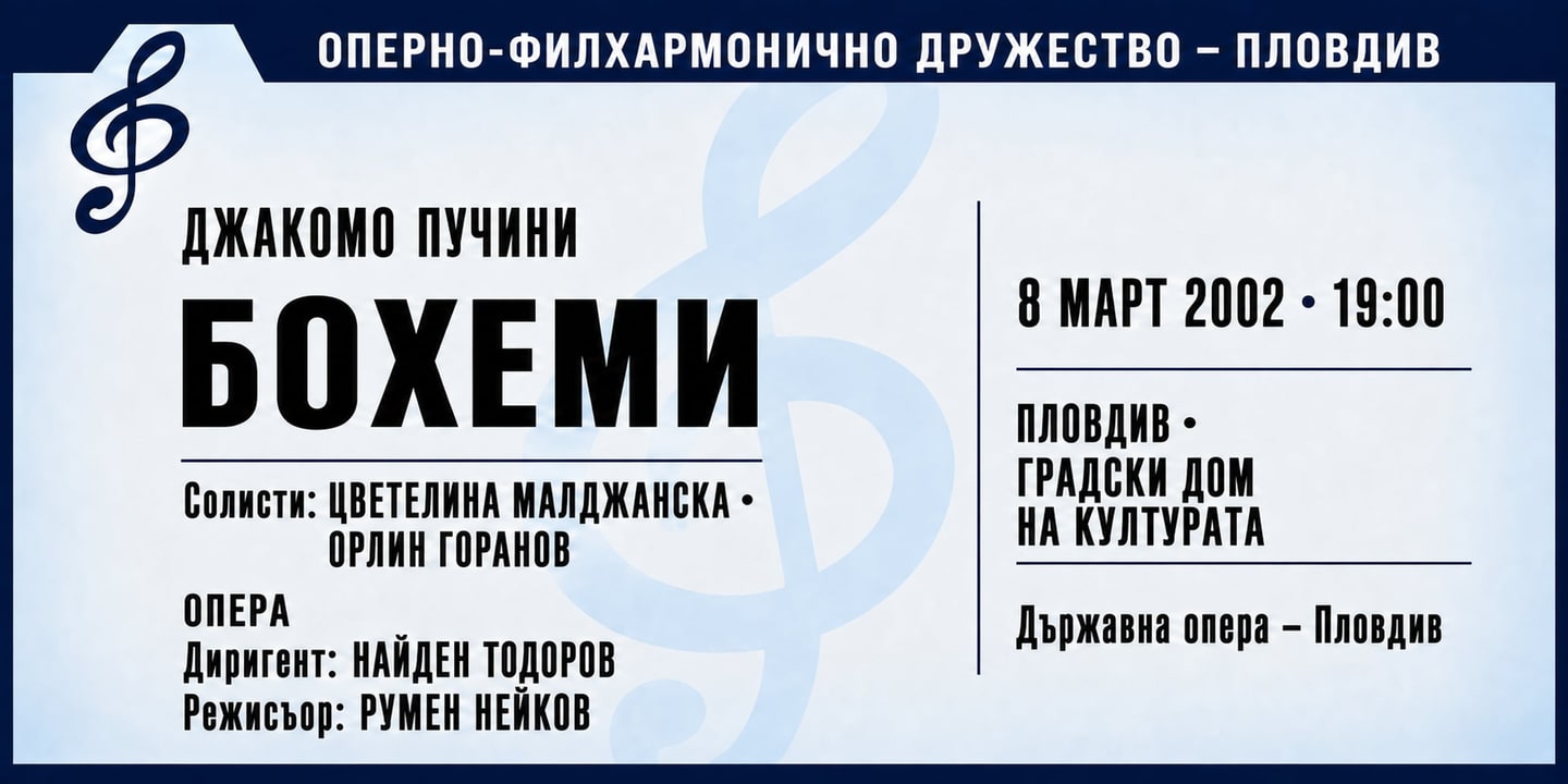 Event banner: La bohème by Puccini (08.03.2002)