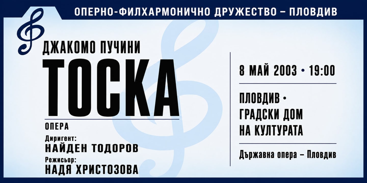 Event banner: Tosca by Puccini (08.05.2003)