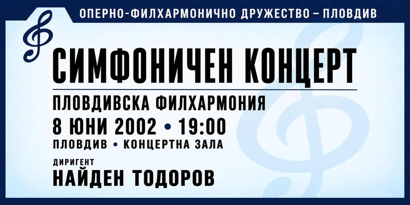Event banner: Concert with Plovdiv Philharmonic Orchestra (08.06.2002)
