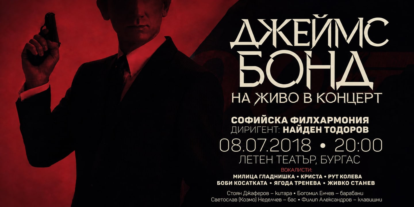 Event banner: James Bond Live In Concert under the baton of Nayden Todorov (08.07.2018)