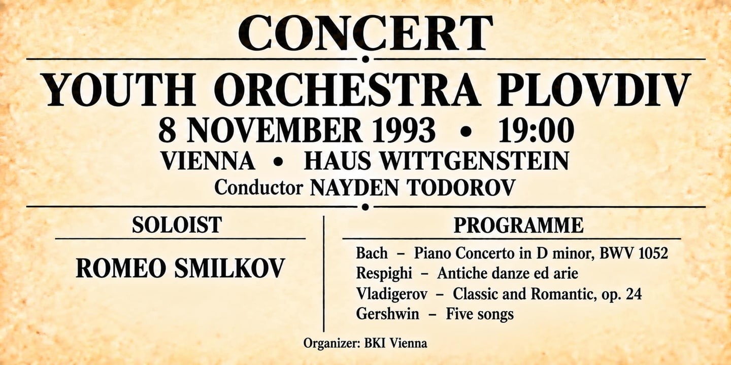 Event banner: Concert with Youth Orchestra Plovdiv (08.11.1993)