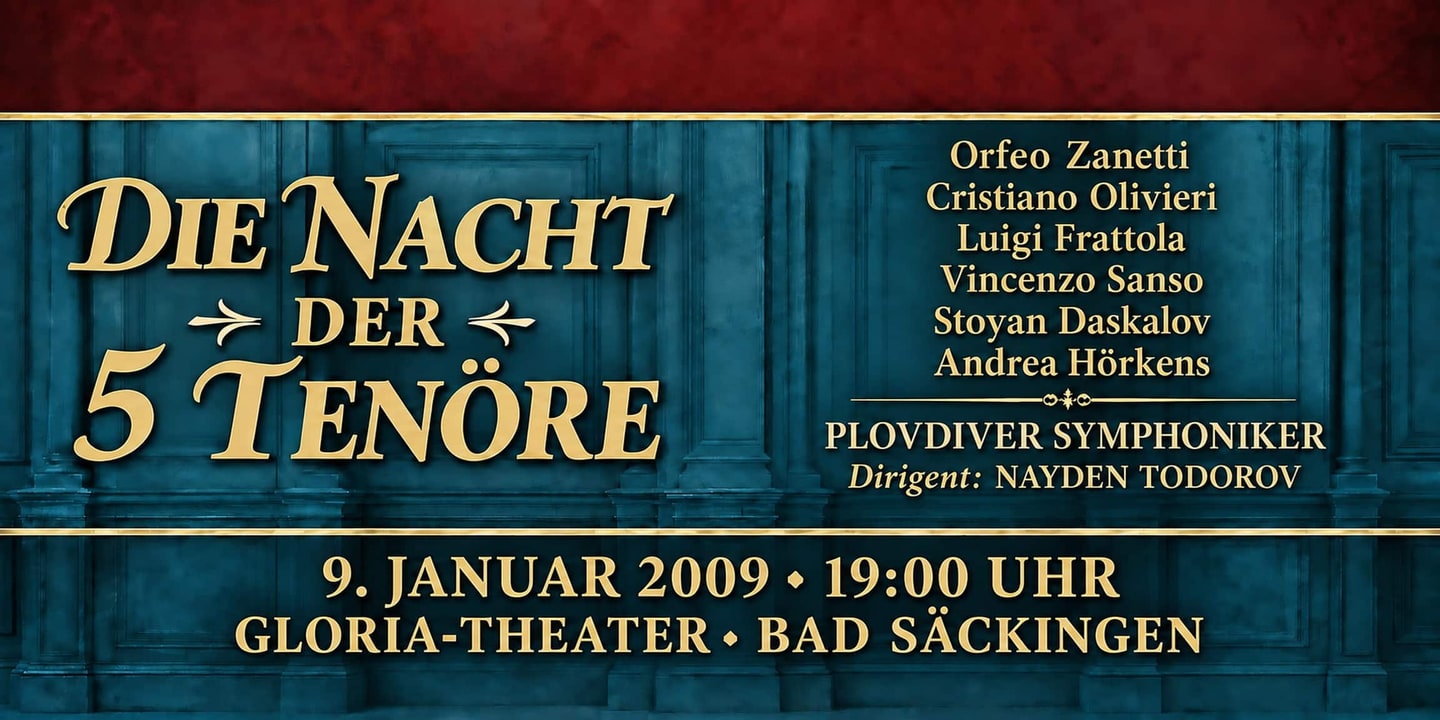 Event banner: Die Nacht der 5 Tenöre (09.01.2009)