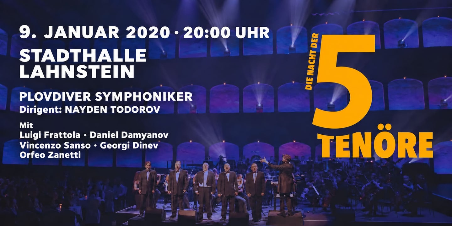 Event banner: Die Nacht der 5 Tenöre (09.01.2020)