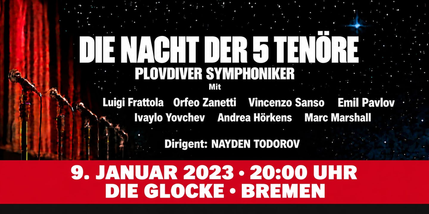 Event banner: Die Nacht der 5 Tenöre (09.01.2023)