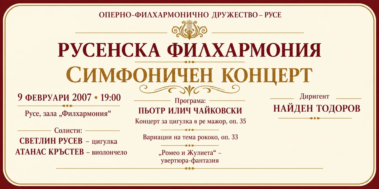 Event banner: Concert with Rousse Philharmonic Orchestra (09.02.2007)