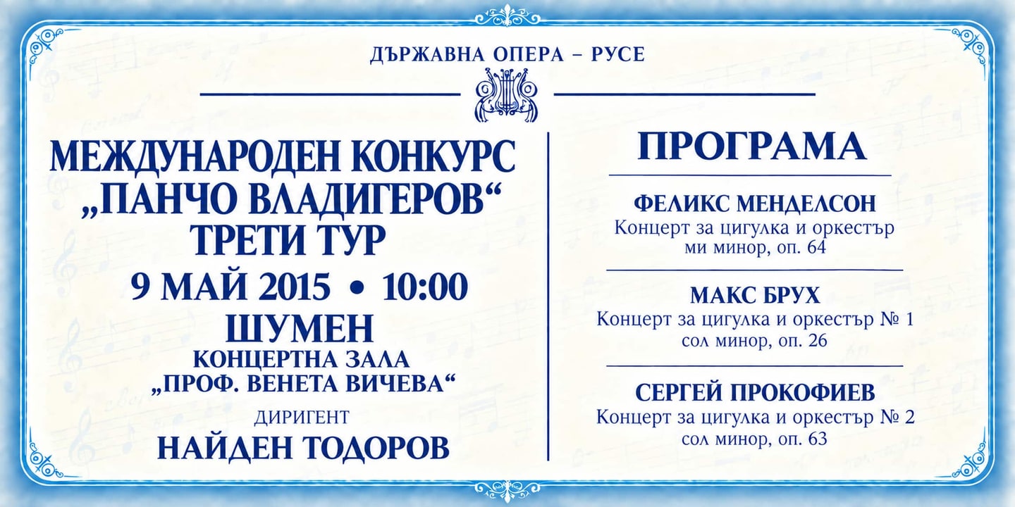 Event banner: International Competition "Pancho Vladigerov" – Third Round (09.05.2015)