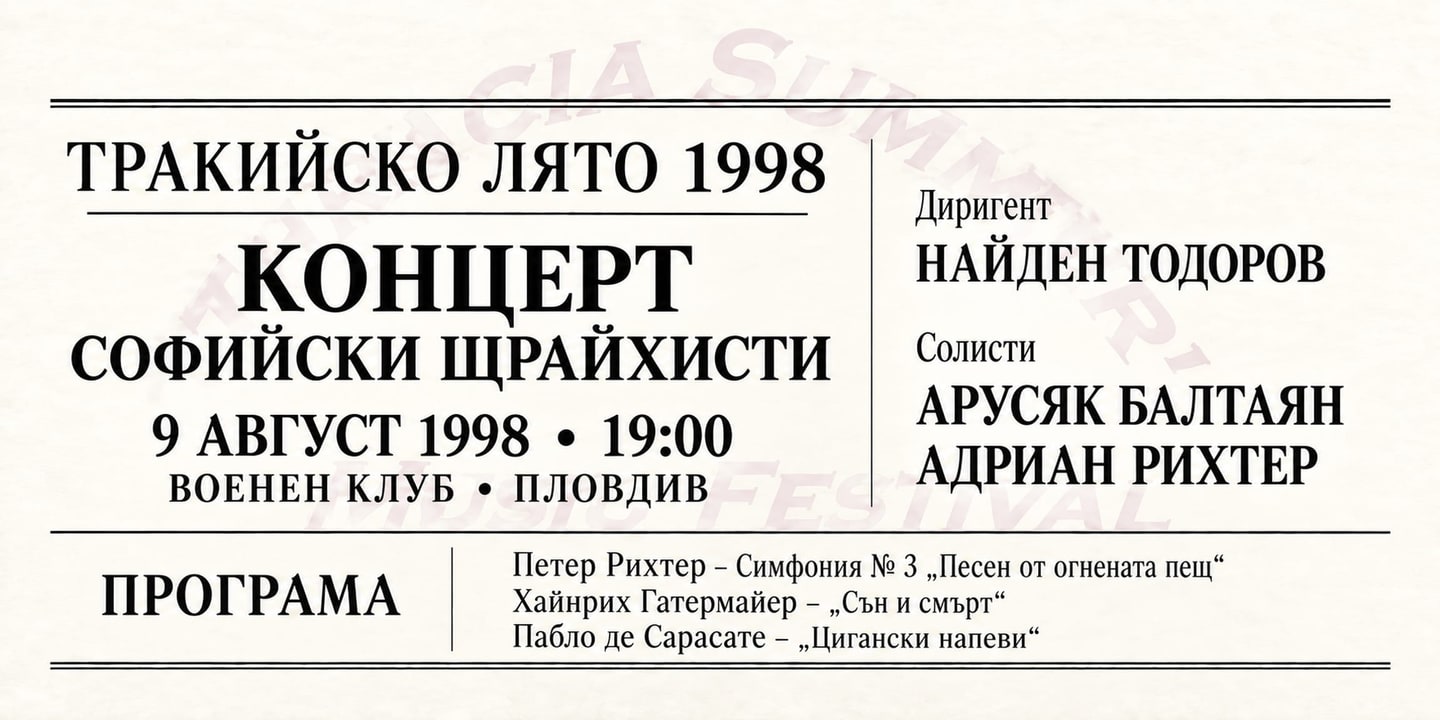 Event banner: Thracia Summer Music Festival (09.08.1998)