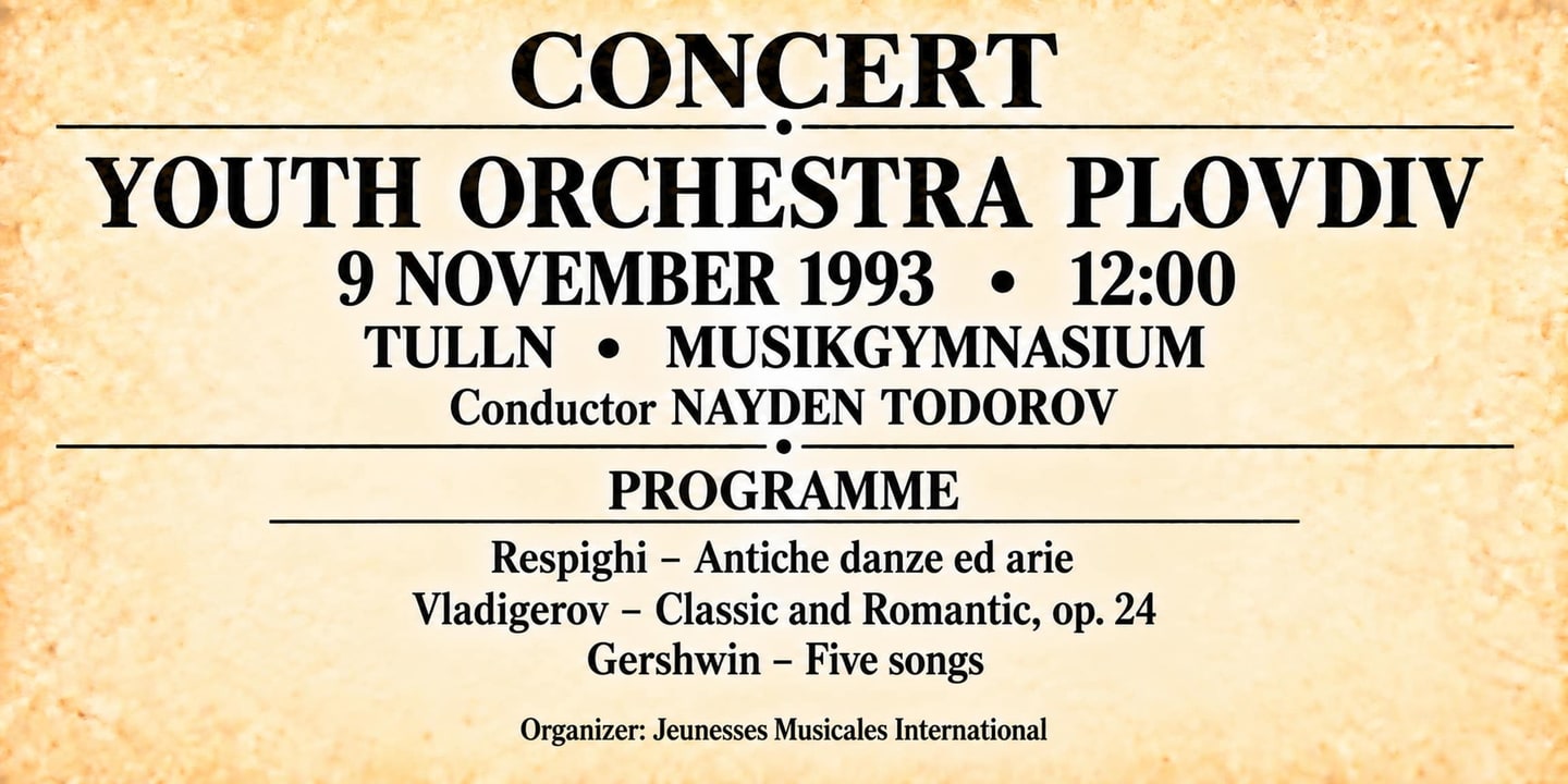 Event banner: Concert with Youth Orchestra Plovdiv (09.11.1993)