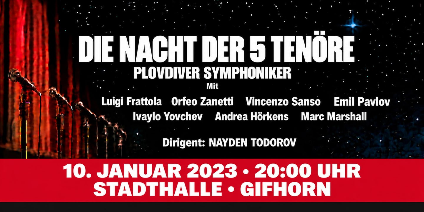 Event banner: Die Nacht der 5 Tenöre (10.01.2023)