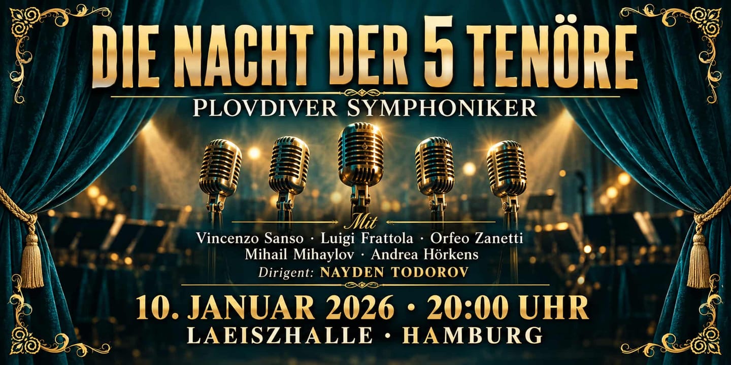 Event banner: Die Nacht der 5 Tenöre (10.01.2026)