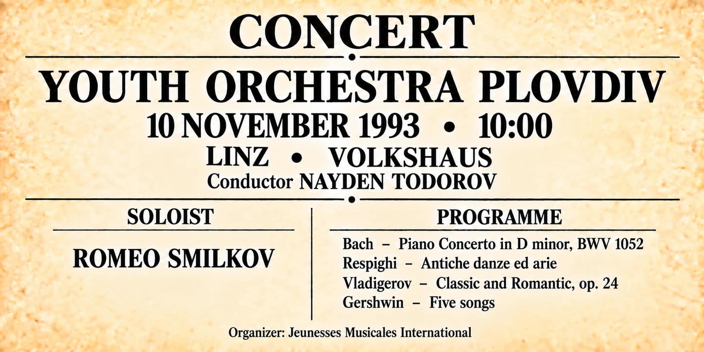 Event banner: Concert with Youth Orchestra Plovdiv (10.11.1993)