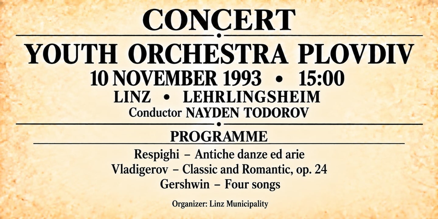 Event banner: Concert with Youth Orchestra Plovdiv (10.11.1993)