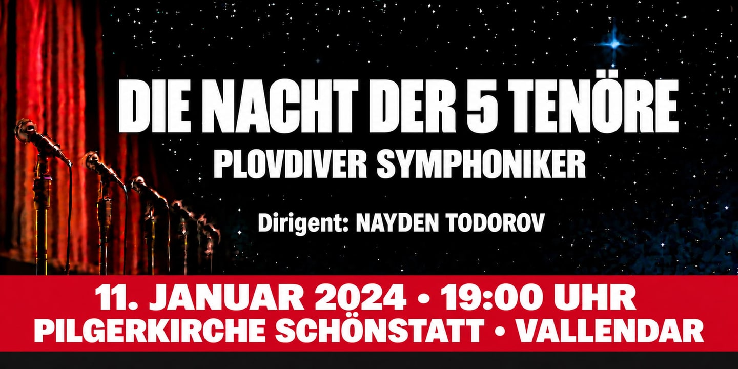 Event banner: Die Nacht der 5 Tenöre (11.01.2024)