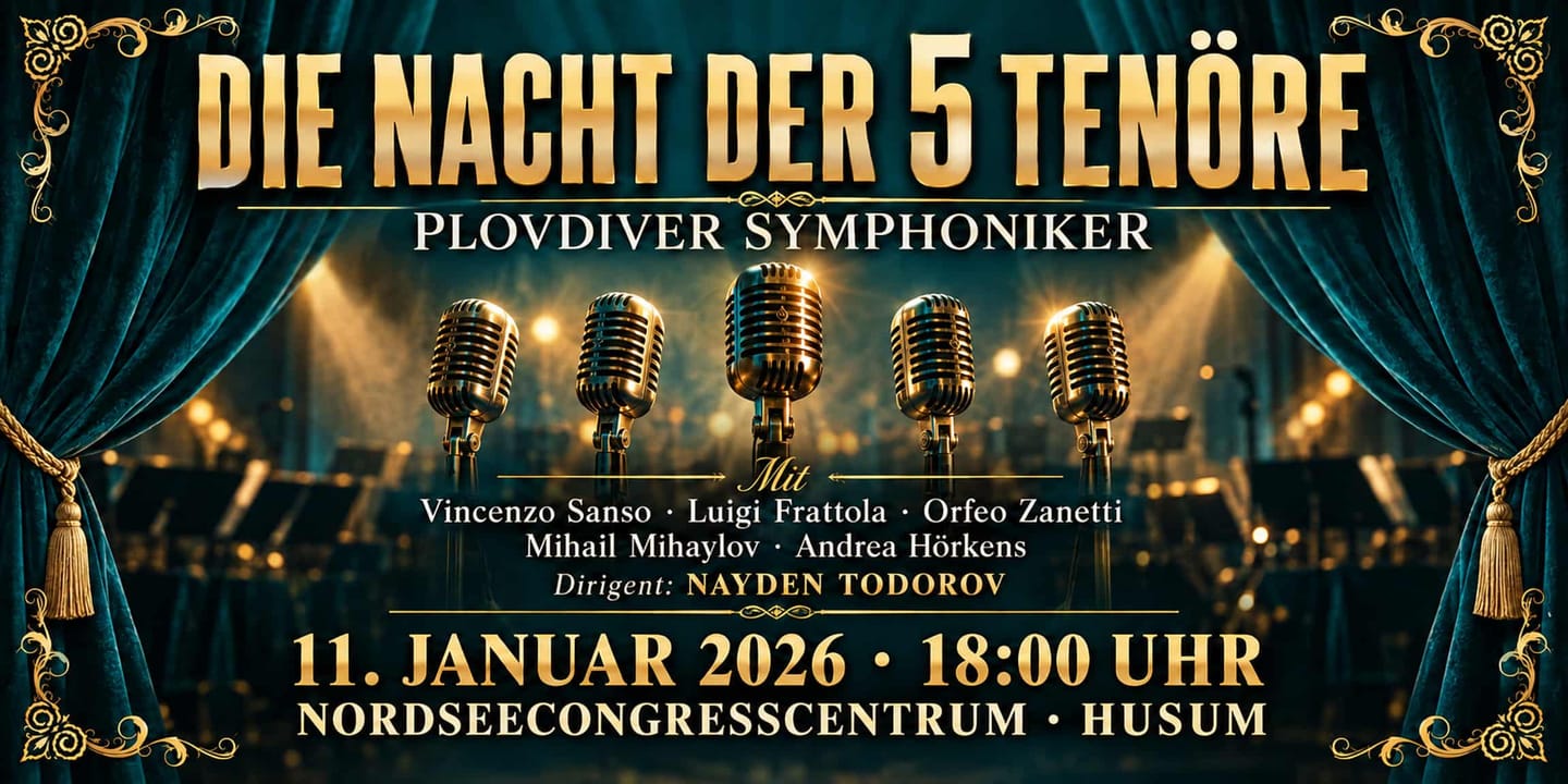 Event banner: Die Nacht der 5 Tenöre (11.01.2026)