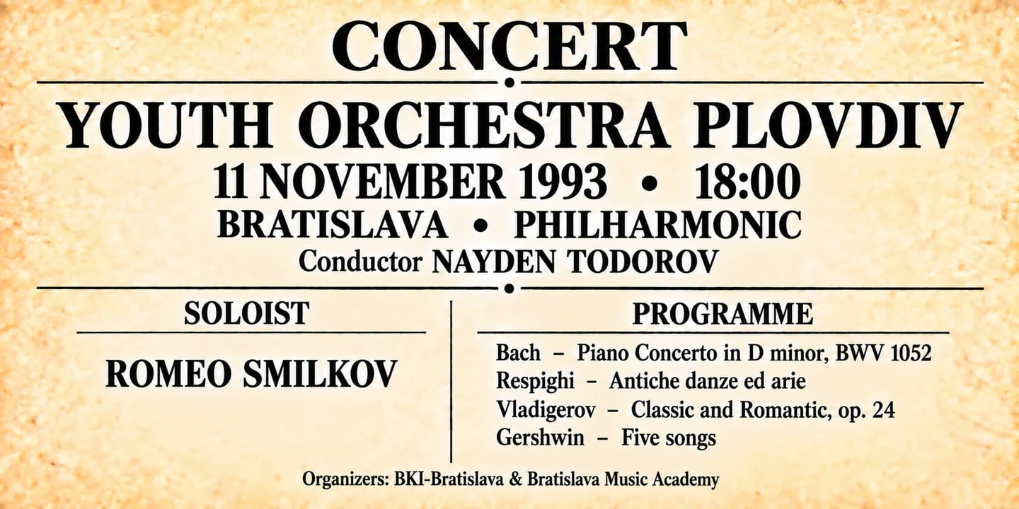 Event banner: Concert with Youth Orchestra Plovdiv (11.11.1993)