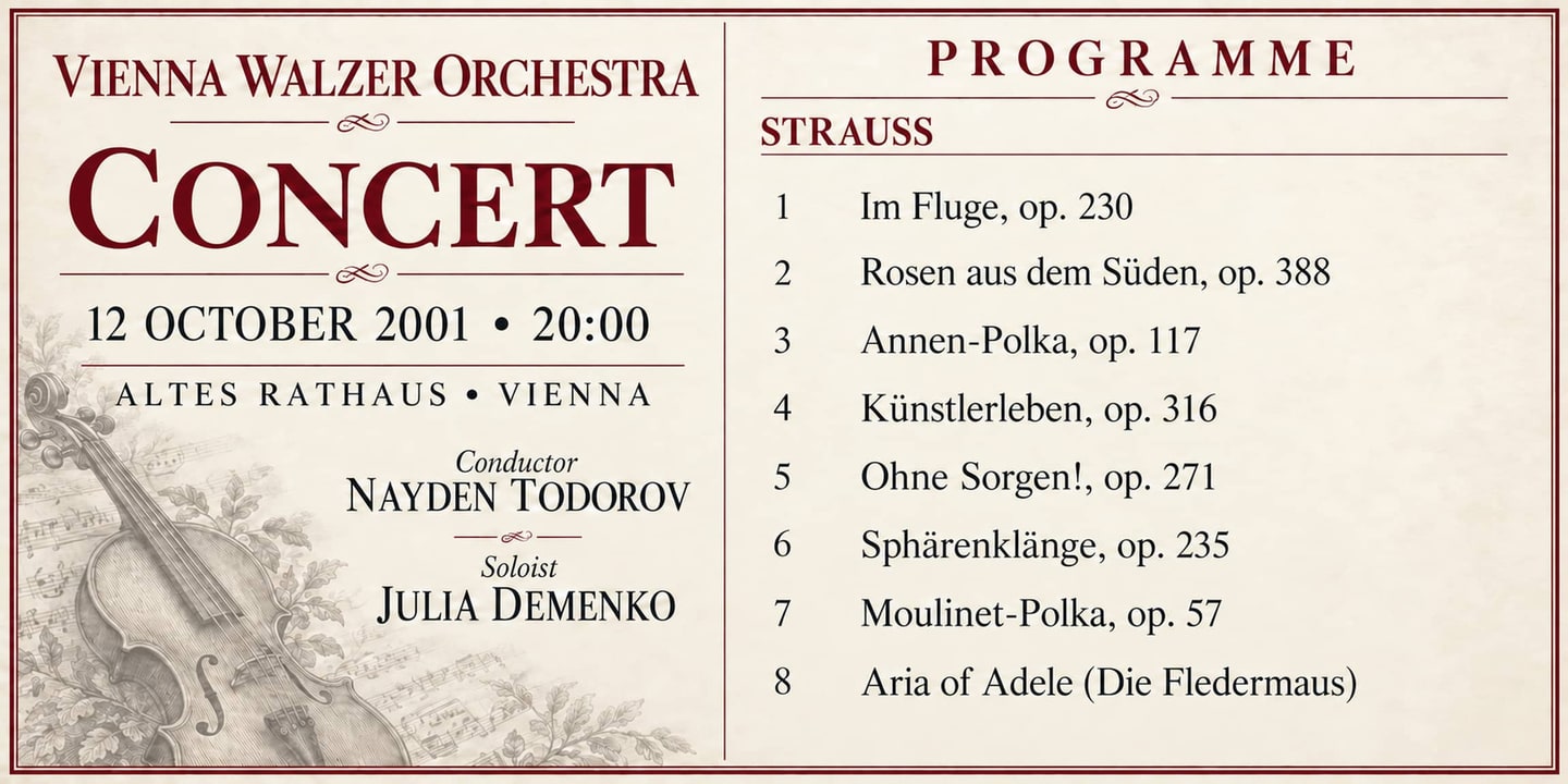 Event banner: Concert with Vienna Walzer Orchestra (12.10.2001)