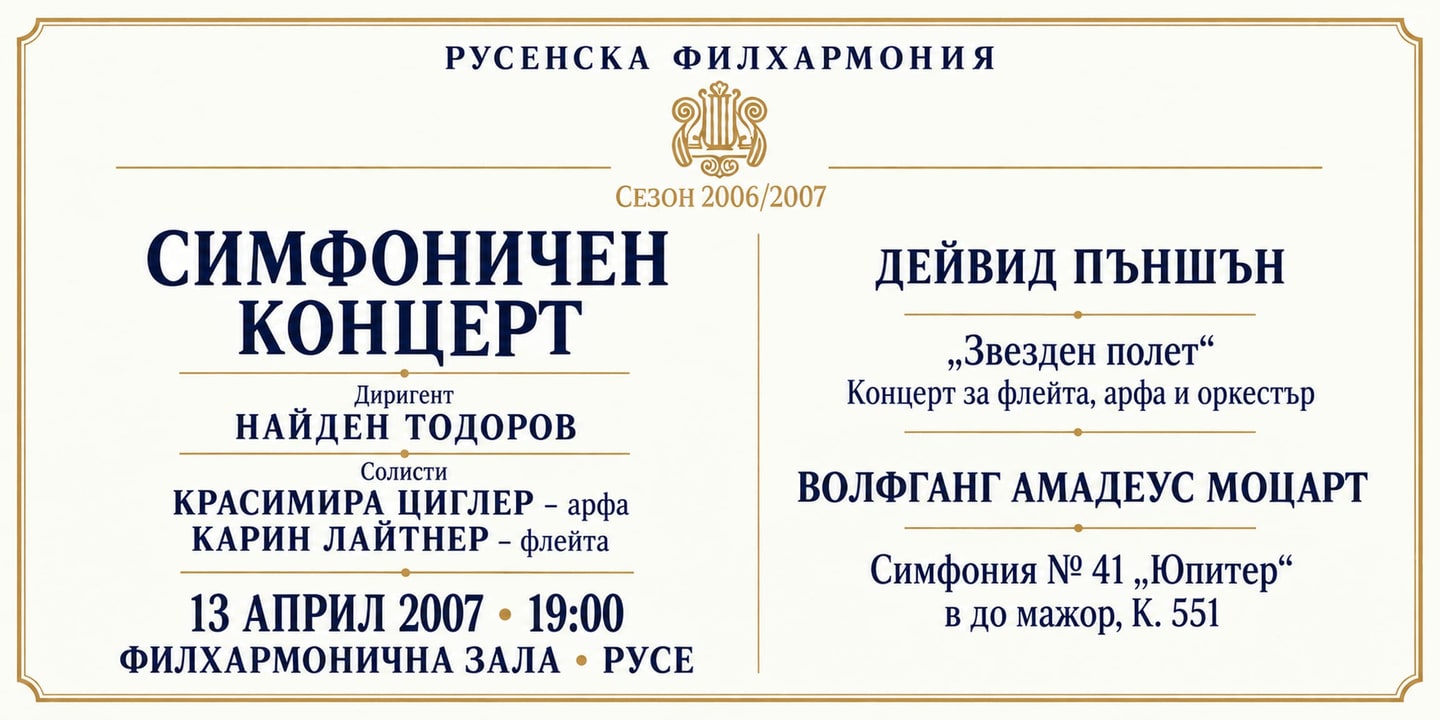 Event banner: Concert with Rousse Philharmonic Orchestra (13.04.2007)