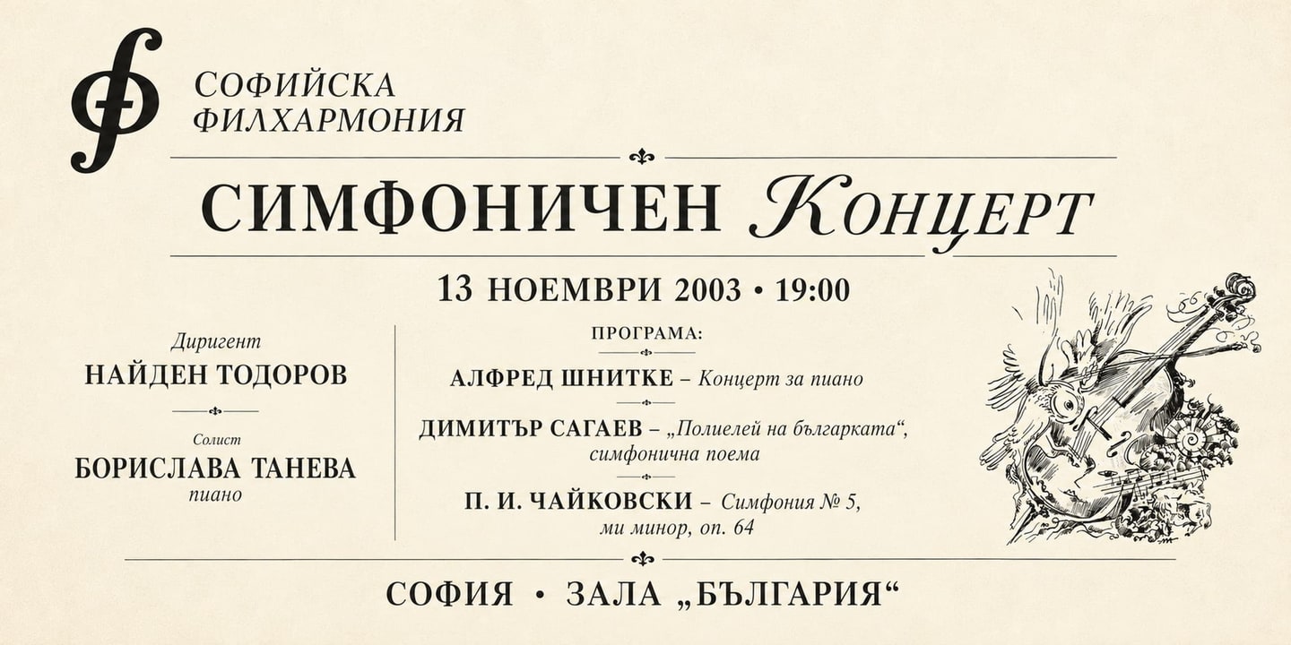 Event banner: Symphony Concert – Nayden Todorov & Borislava Taneva (13.11.2003)