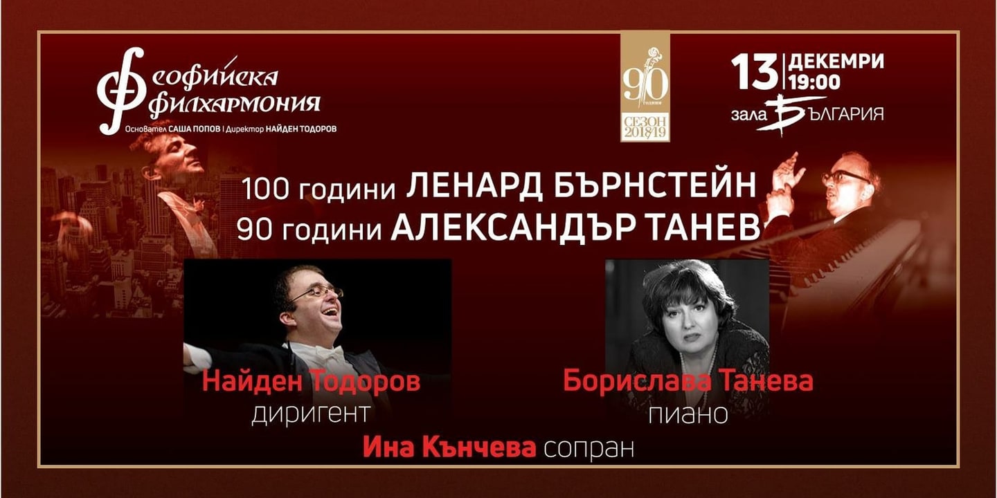 Event banner: 100 Years Leonard Bernstein with Nayden Todorov (13.12.2018)
